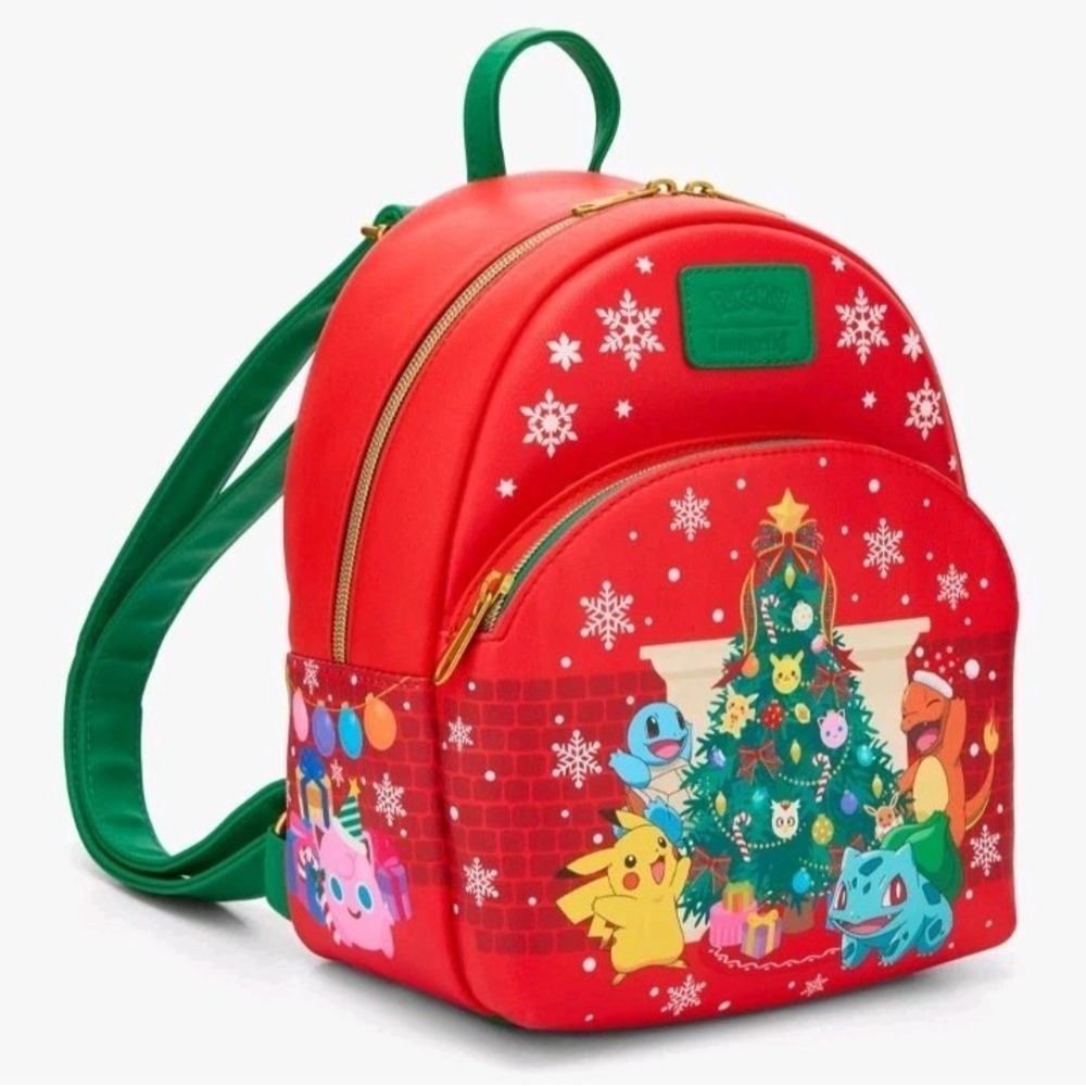 NWT Loungefly Pokemon Christmas Tree Mini Red Holiday Backpack